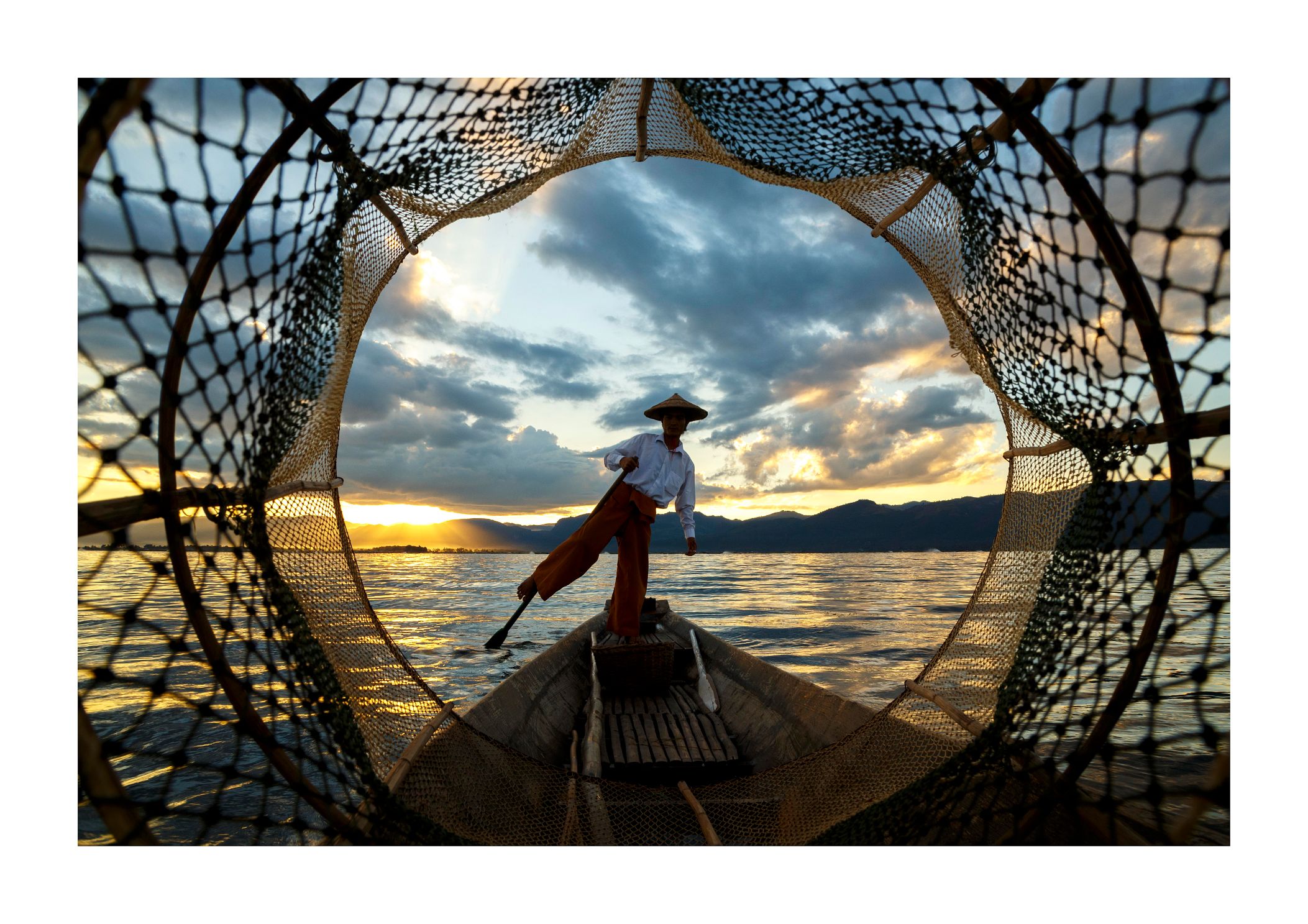 The Westminster Art Collective - Lot 7, Mike Sell, Fisherman on Inle Lake, Myanmar image